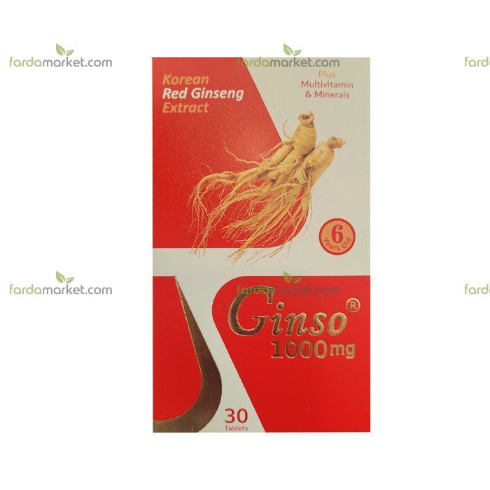 قرص رد جینسینگ ۱۰۰۰ میلی گرم بسته ۳۰ عددی جینسو