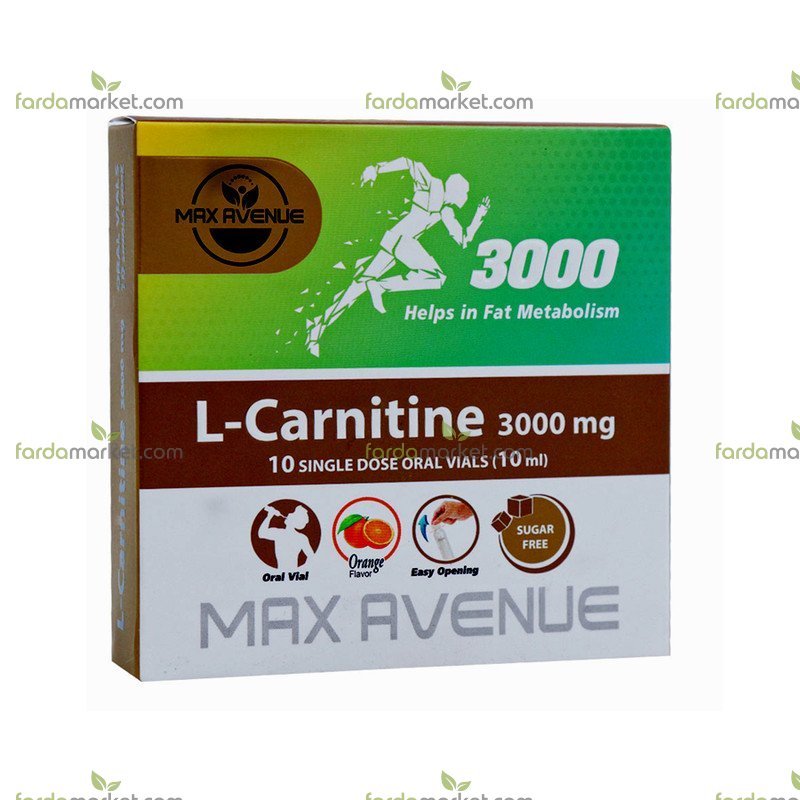 ویال خوراکی ال کارنیتین ۳۰۰۰ م.گ با طعم پرتقال - ۱۰ عدد - مکس اونیو