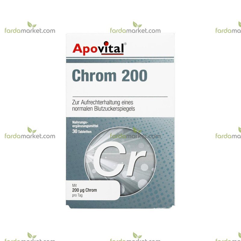 قرص کروم ۲۰۰ میکروگرمی بسته ۳۰ عددی آپوویتال