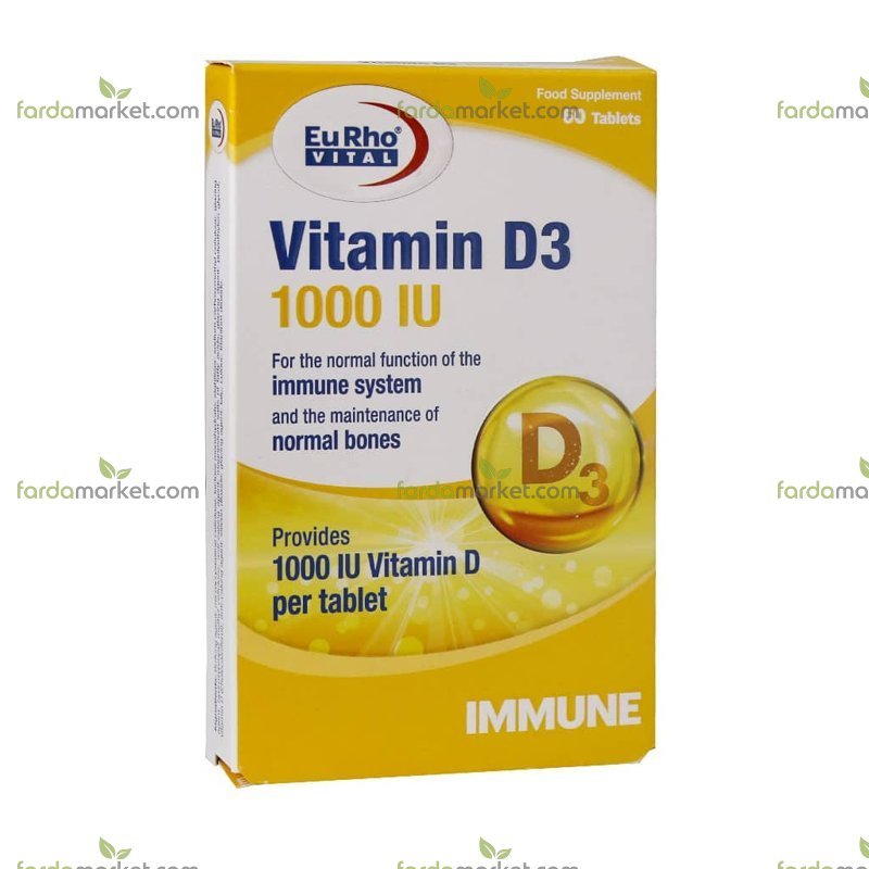 قرص ویتامین د۳ ۱۰۰۰ واحدی ۶۰ عددی یوروویتال