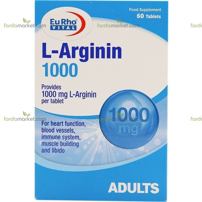قرص آرژنین ۱۰۰۰ میلی گرم بسته ۶۰ عددی - یوروویتال