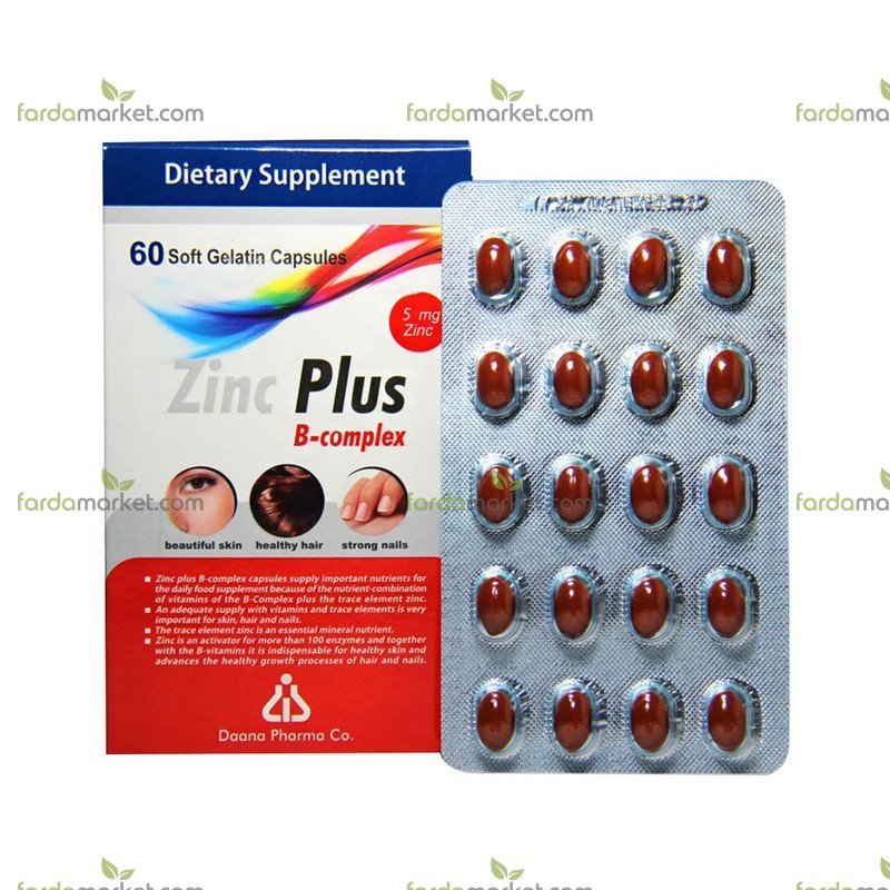 کپسول زینک پلاس ۵ میلی گرم بسته ۶۰ عددی - داروسازی دانا