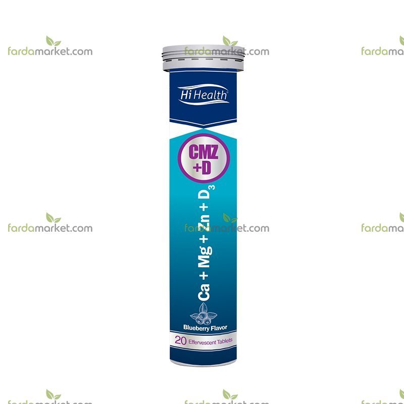 کلسیم+منیزیم+زینک+د۳، قرص جوشان با طعم بلوبری ۲۰ عدد