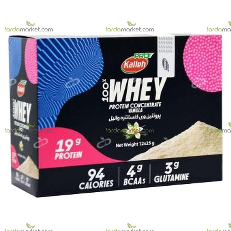 پروتئین وی با طعم وانیل ۲۵ گرم بسته ۱۲ عددی کاله پرو